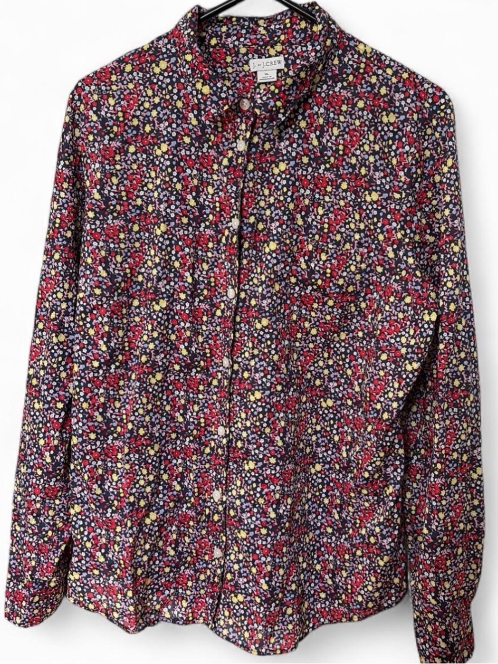 J. Crew Women's Navy Floral Button-Down Shirt